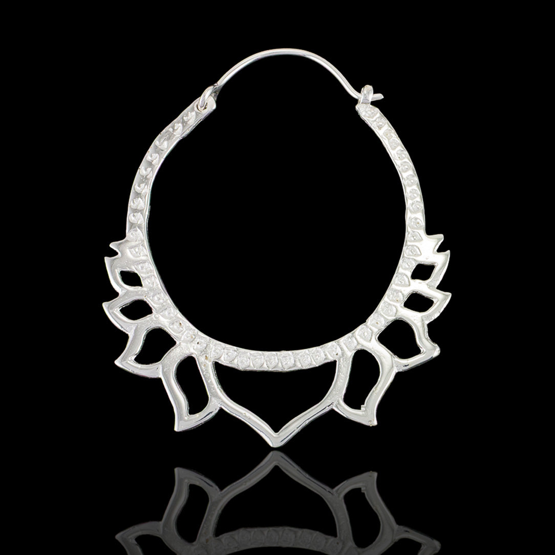 Silver Lotus Hoops - Silver Posts