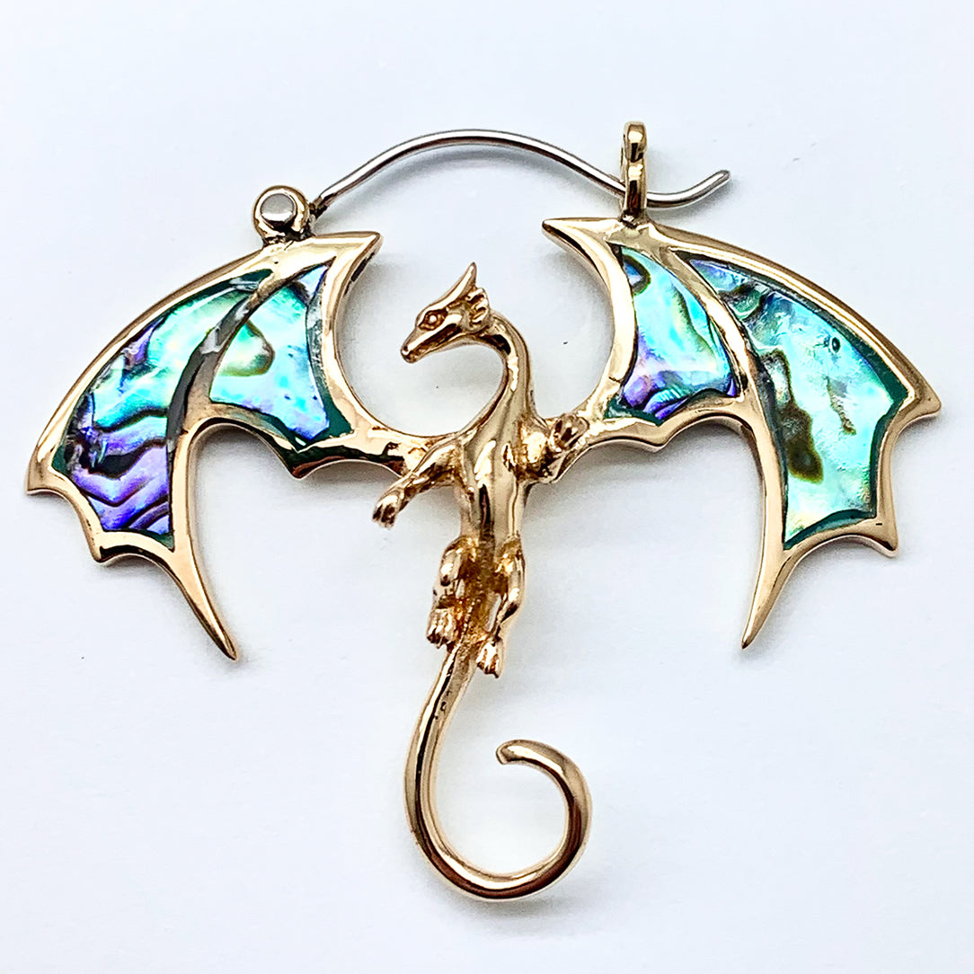 Abalone Winged Dragons - Silver Posts