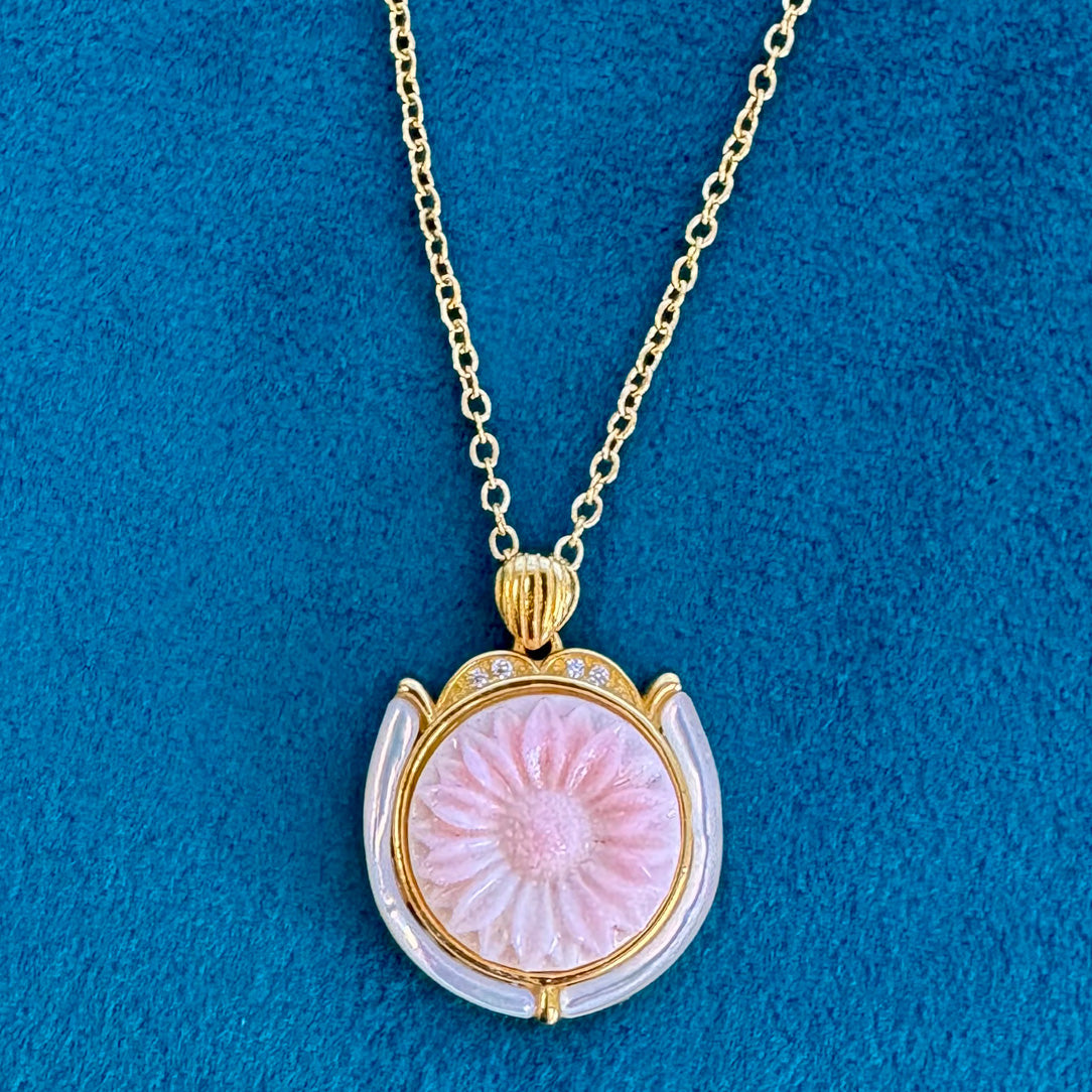 Sunflower Crown - Pink Shell Cameo