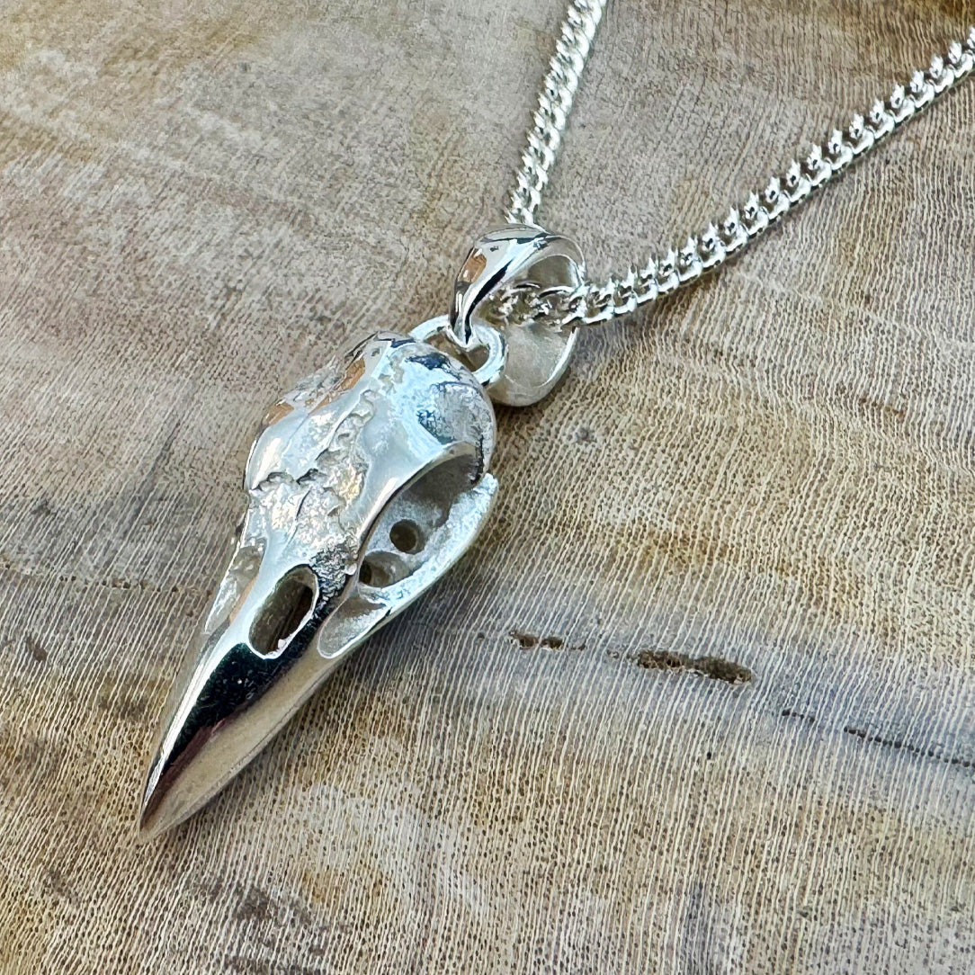 Mini Raven Skull - Silver