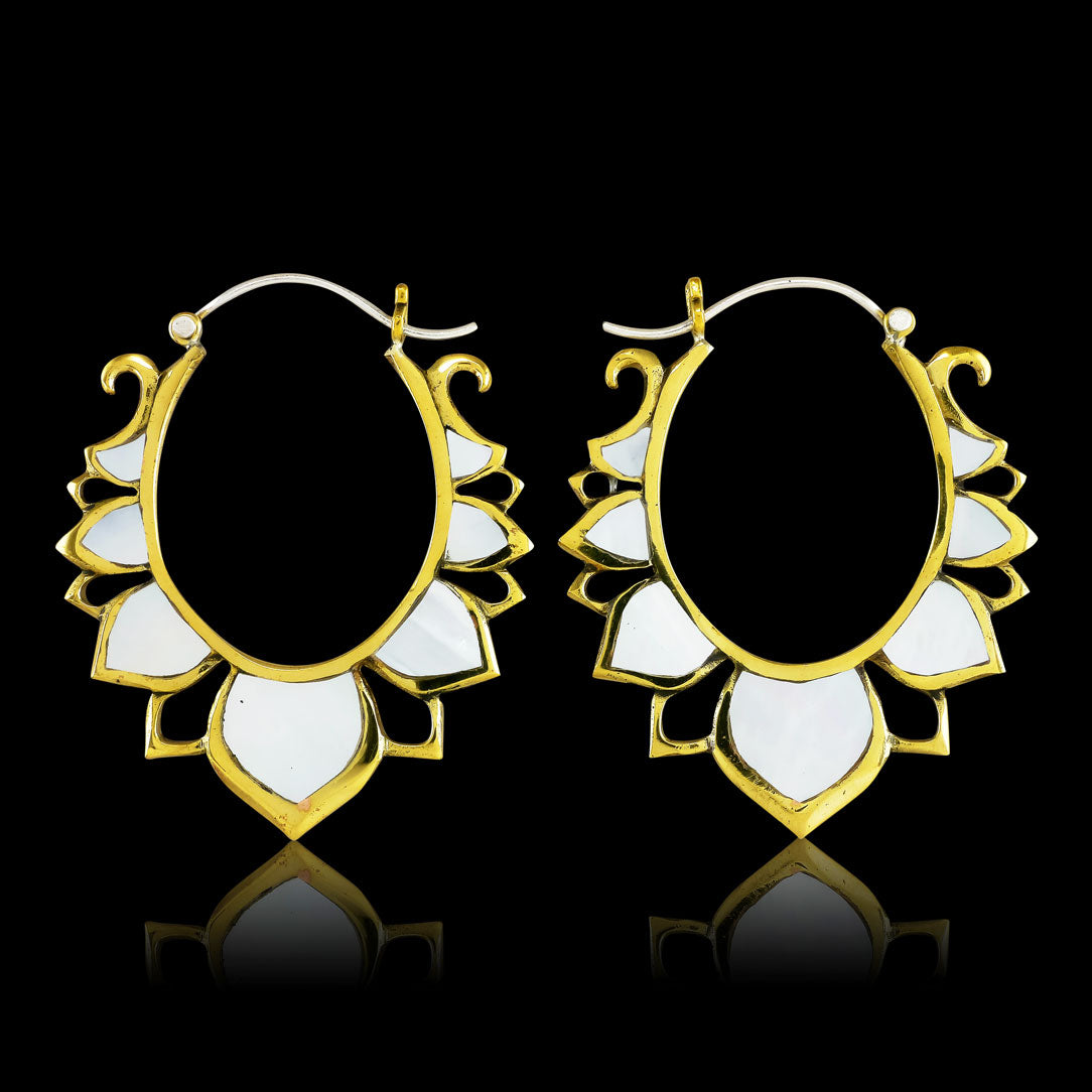 Pearl Lotus Drops - Silver Post