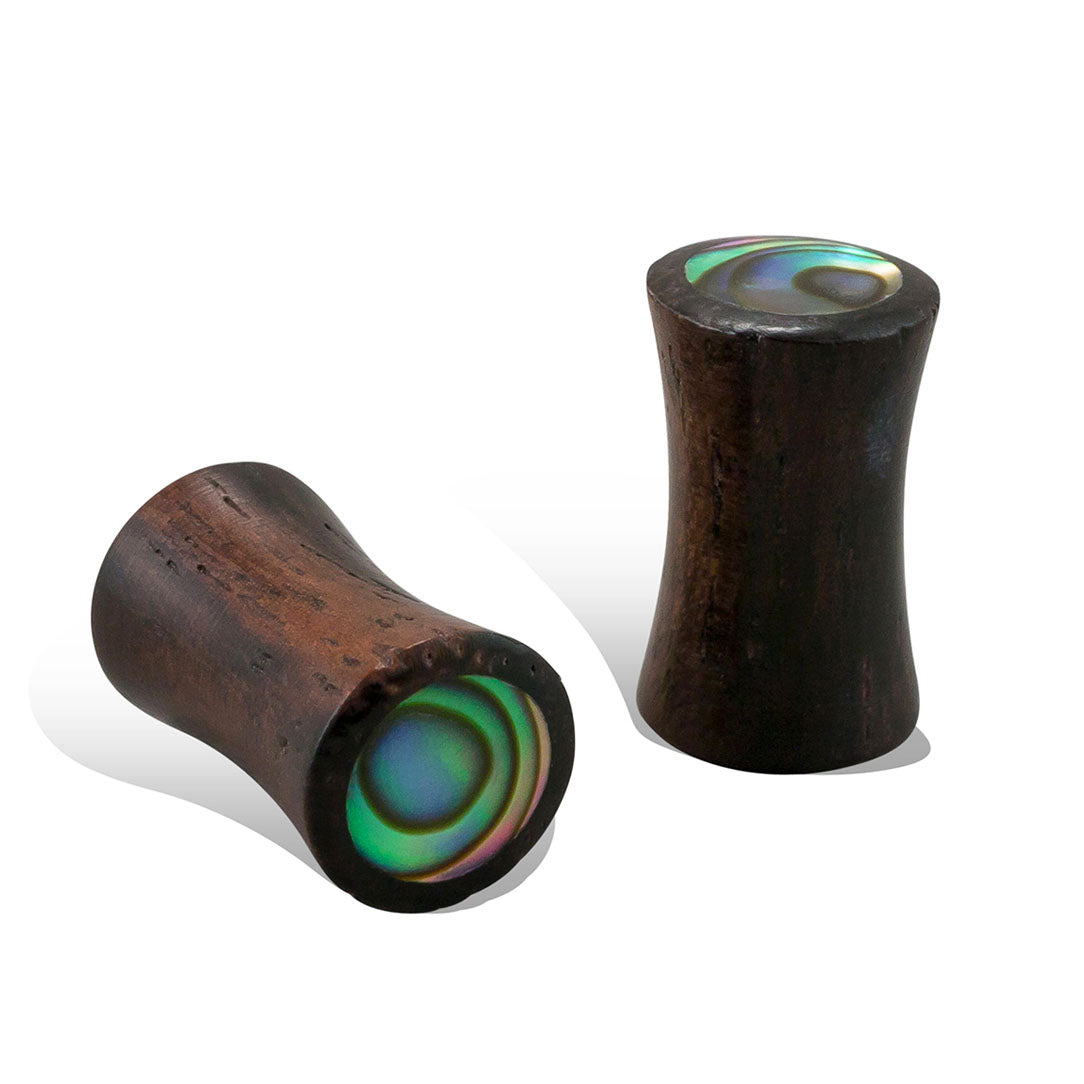 Abalone Plugs - Brown Wood