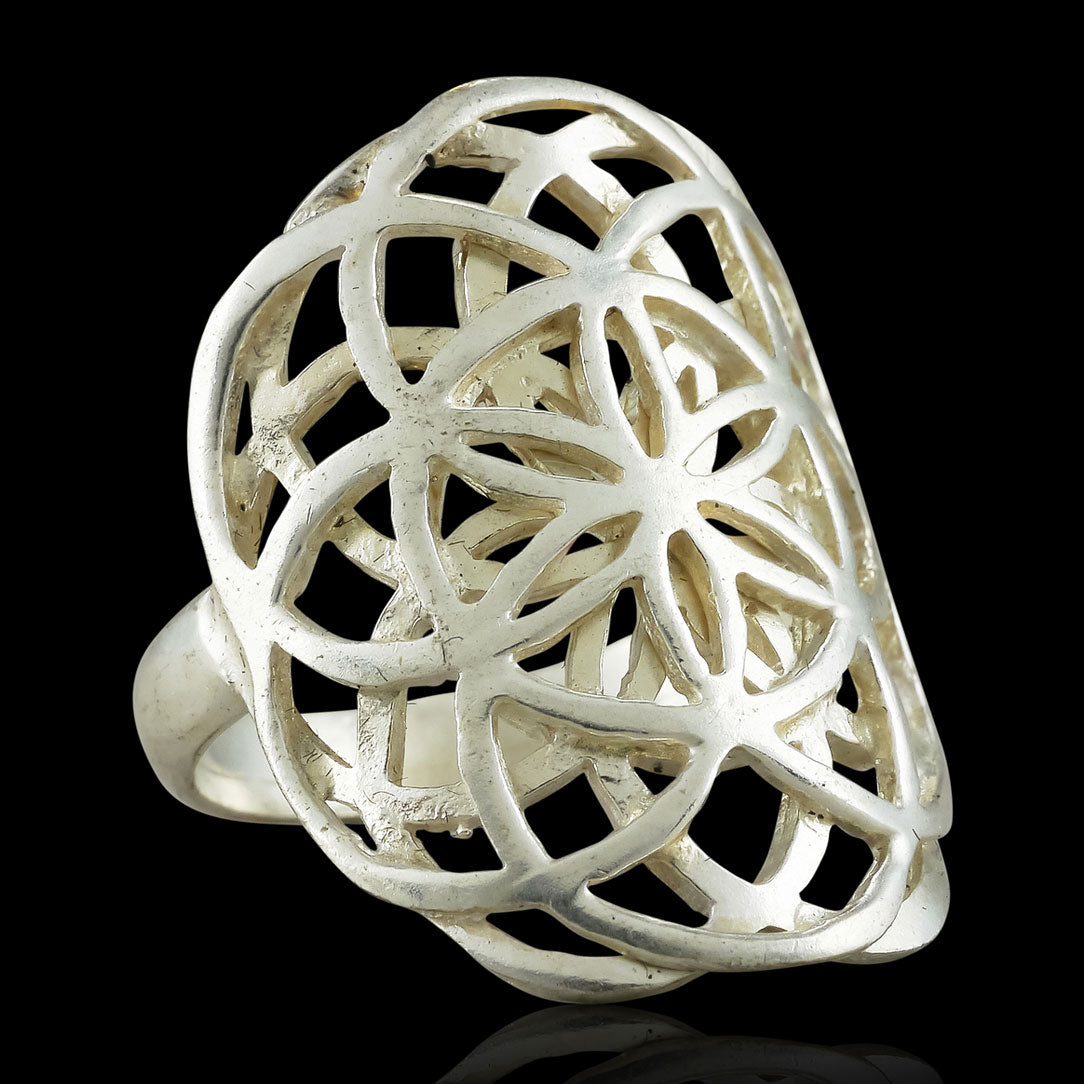 Double Seed of Life Ring - Silver