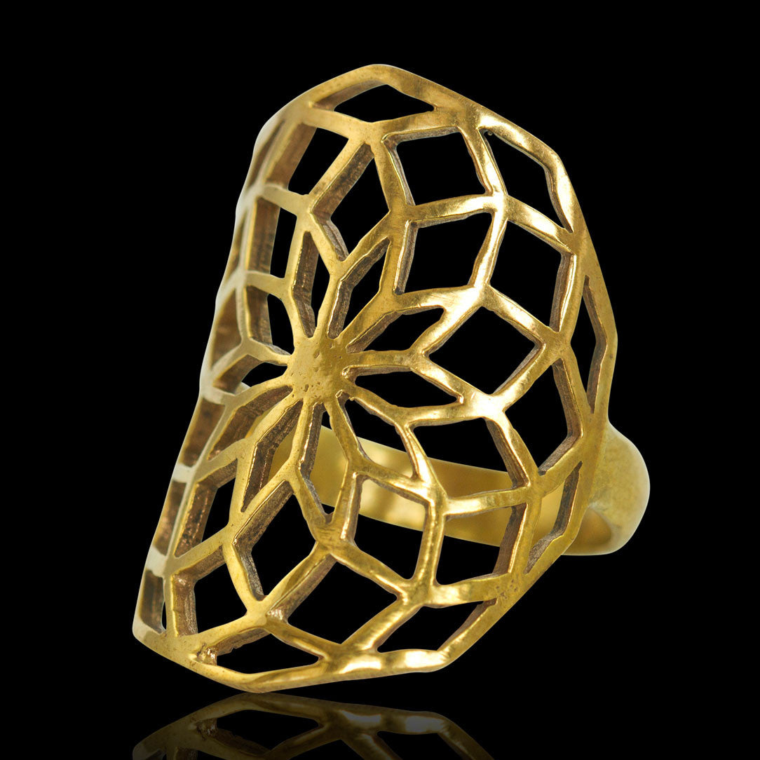 Sacred Flower Ring - Brass