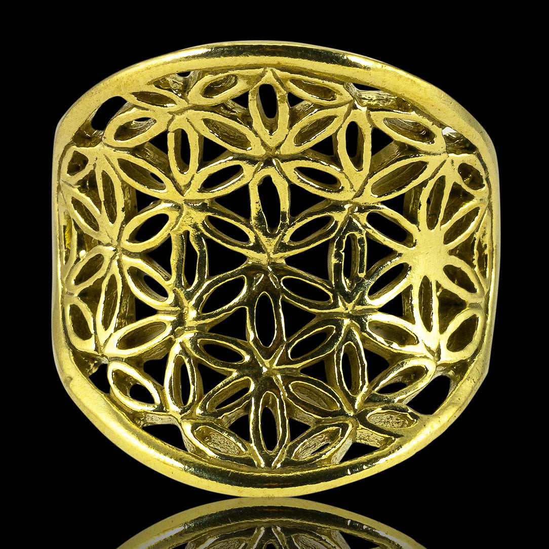 Flower of Life Rising Ring - Brass