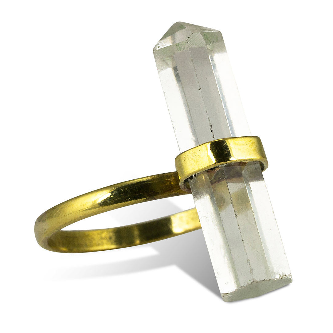 Quartz Crystal Ring - Brass