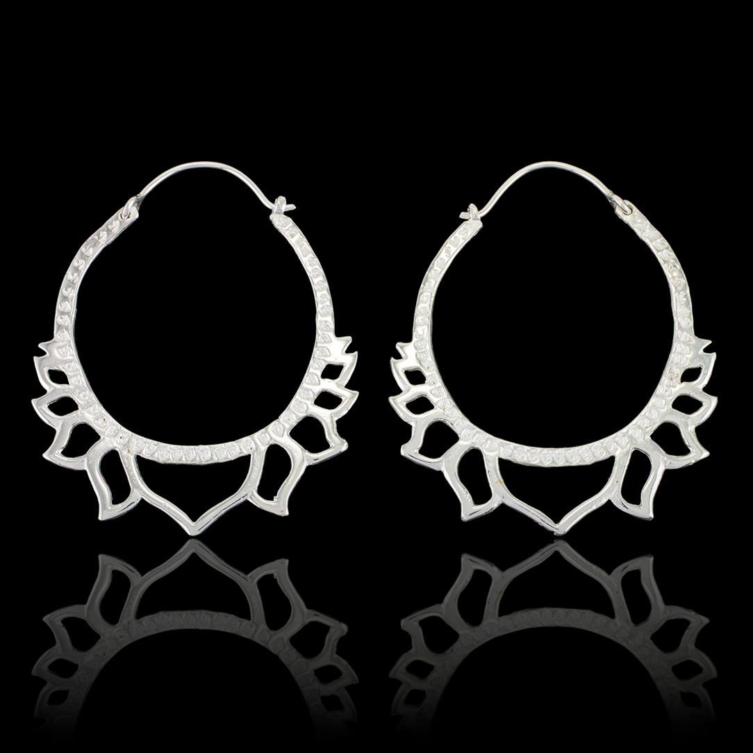 Silver Lotus Hoops - Silver Posts