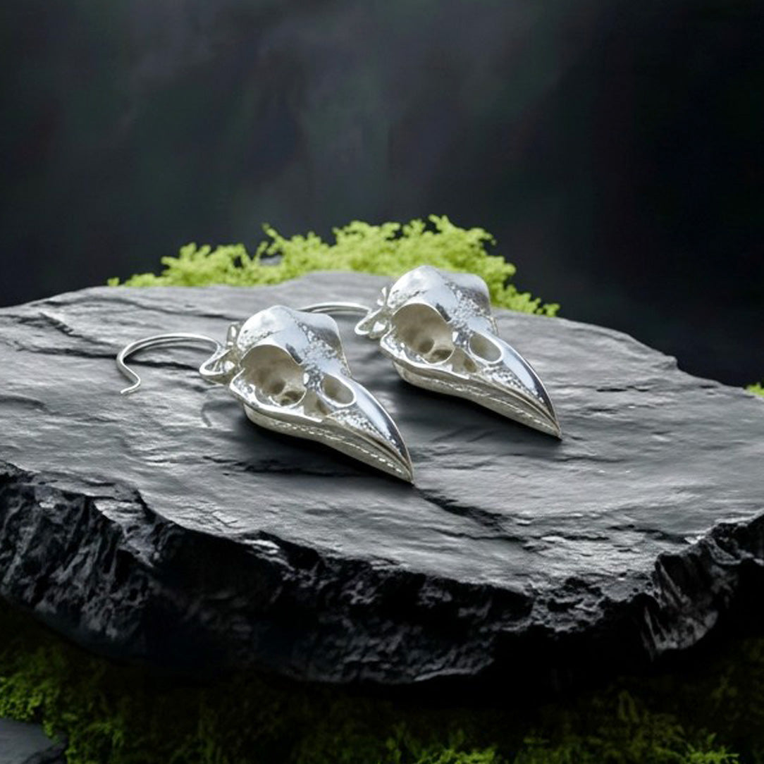 Mini Raven Skulls - Silver Posts