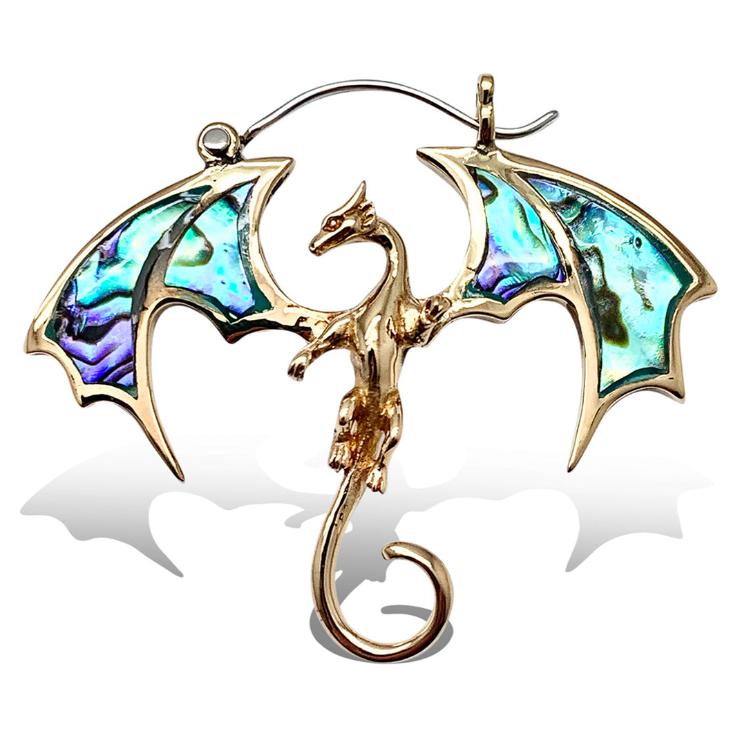 Abalone Winged Dragons - Silver Posts