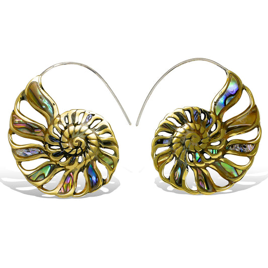 Abalone Nautilus Drops - Silver Posts
