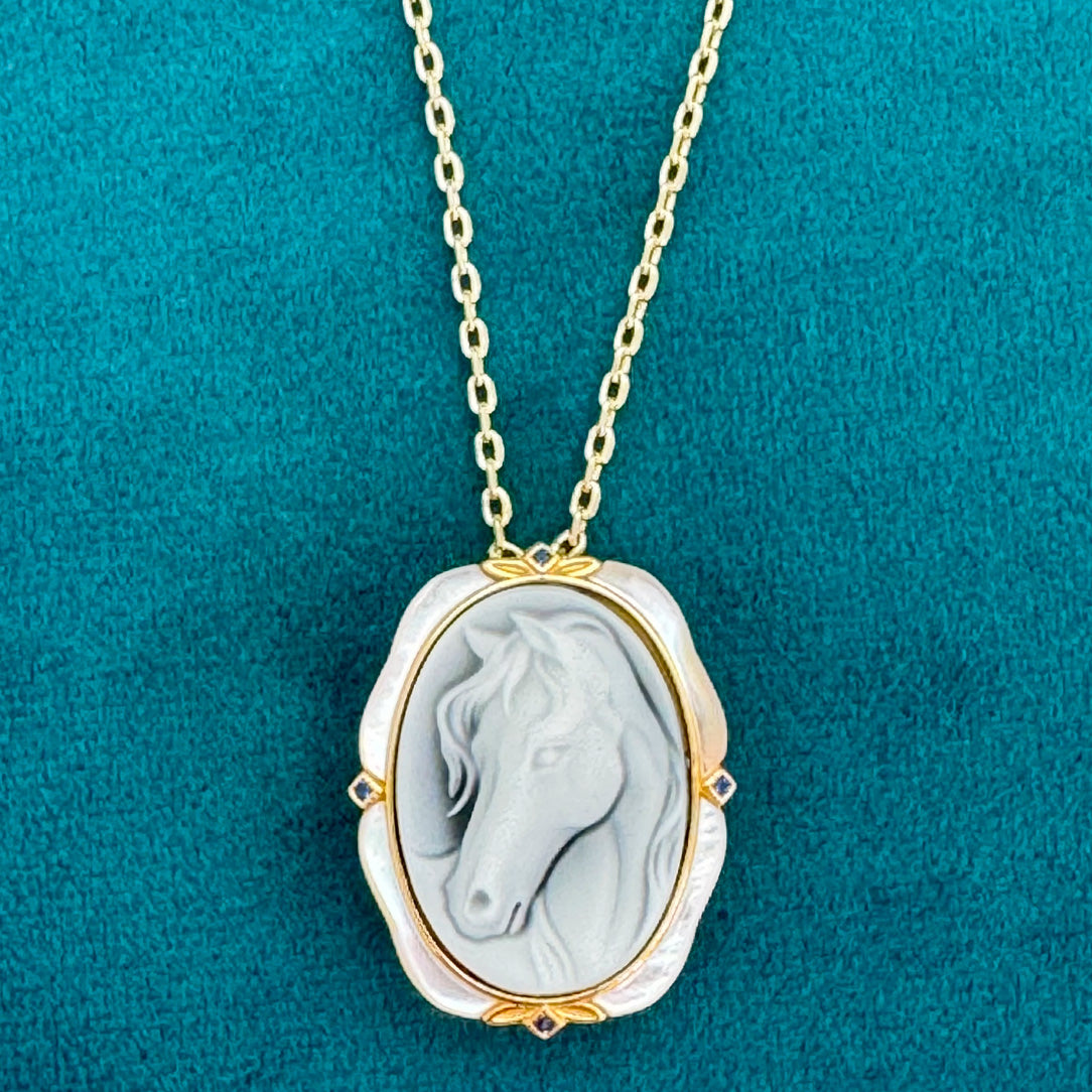 Horse - Agate Cameo & Brooch