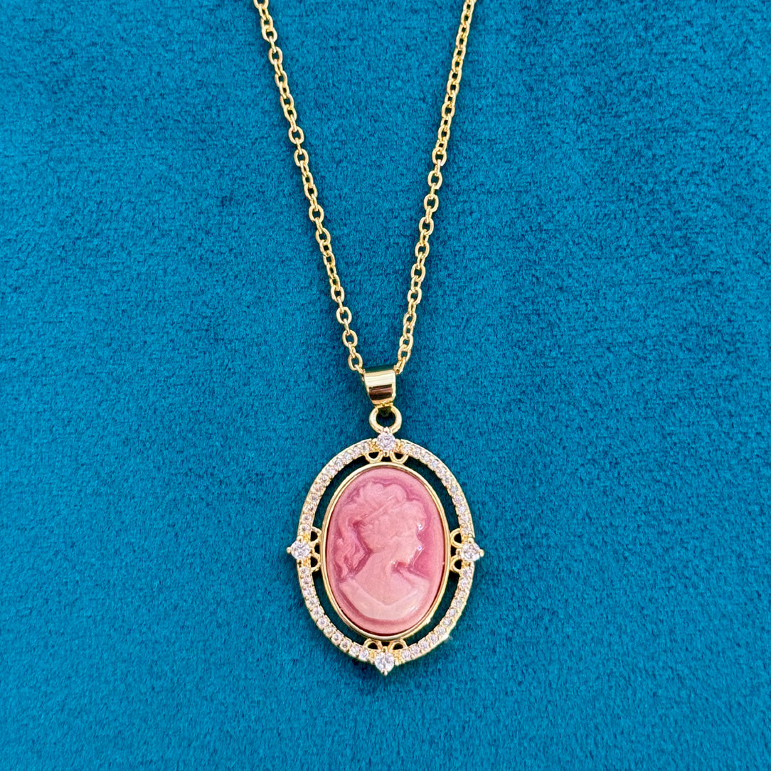 Delphina - Pink Resin Cameo