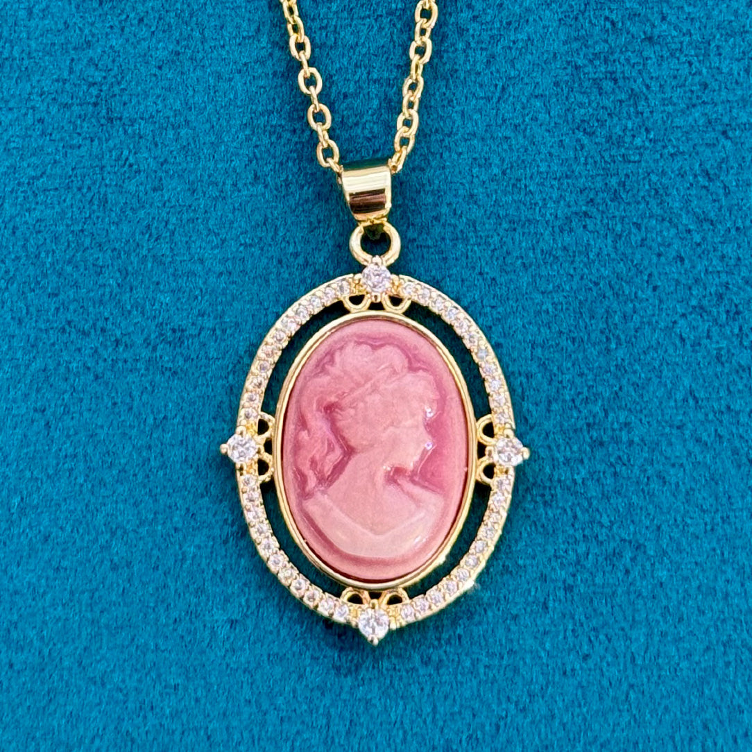 Delphina - Pink Resin Cameo