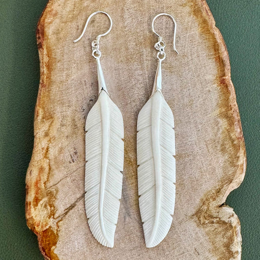 Swaying Feathers - Bone & Silver