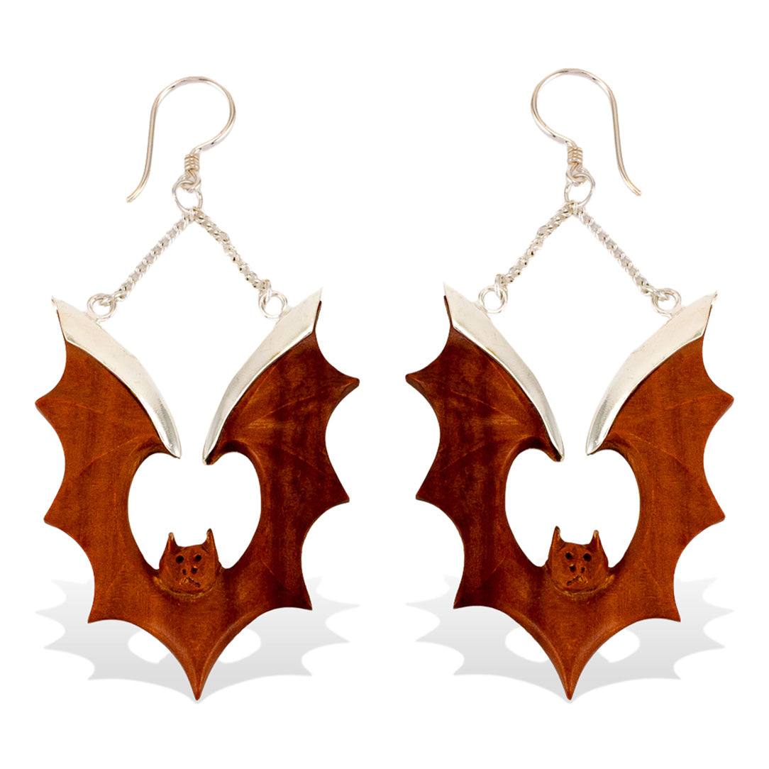 Hanging Bats - Wood & Silver