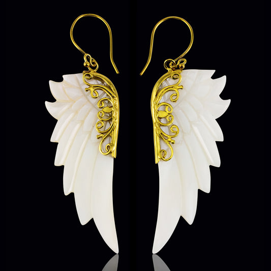 White Felis Wings - Brass