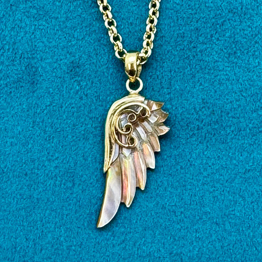 Adelina Wing Pendant - Pink Shell