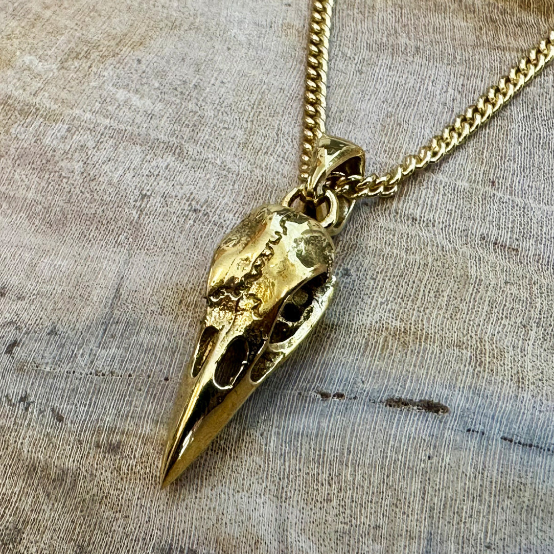 Mini Raven Skull - Brass