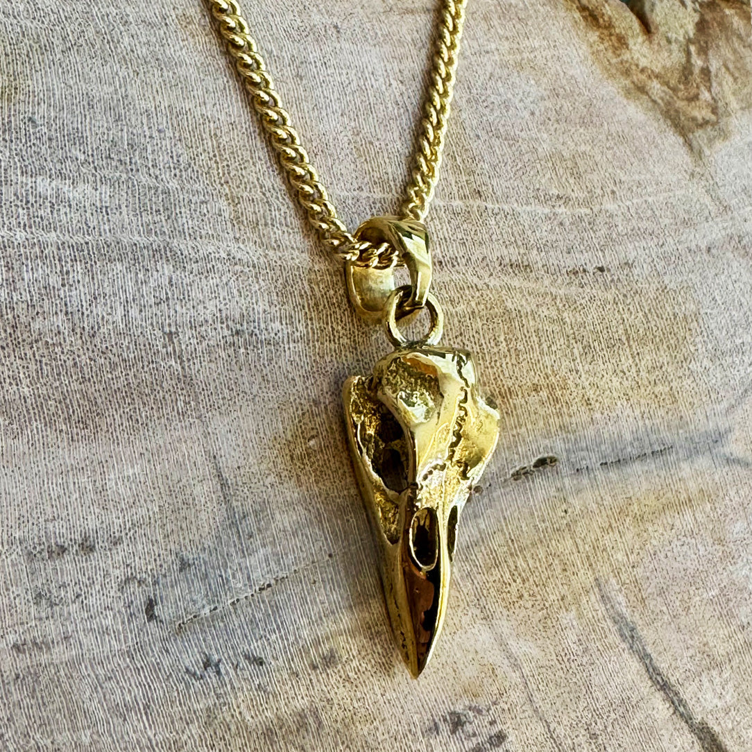 Mini Raven Skull - Brass