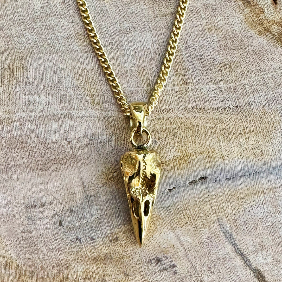 Mini Raven Skull - Brass