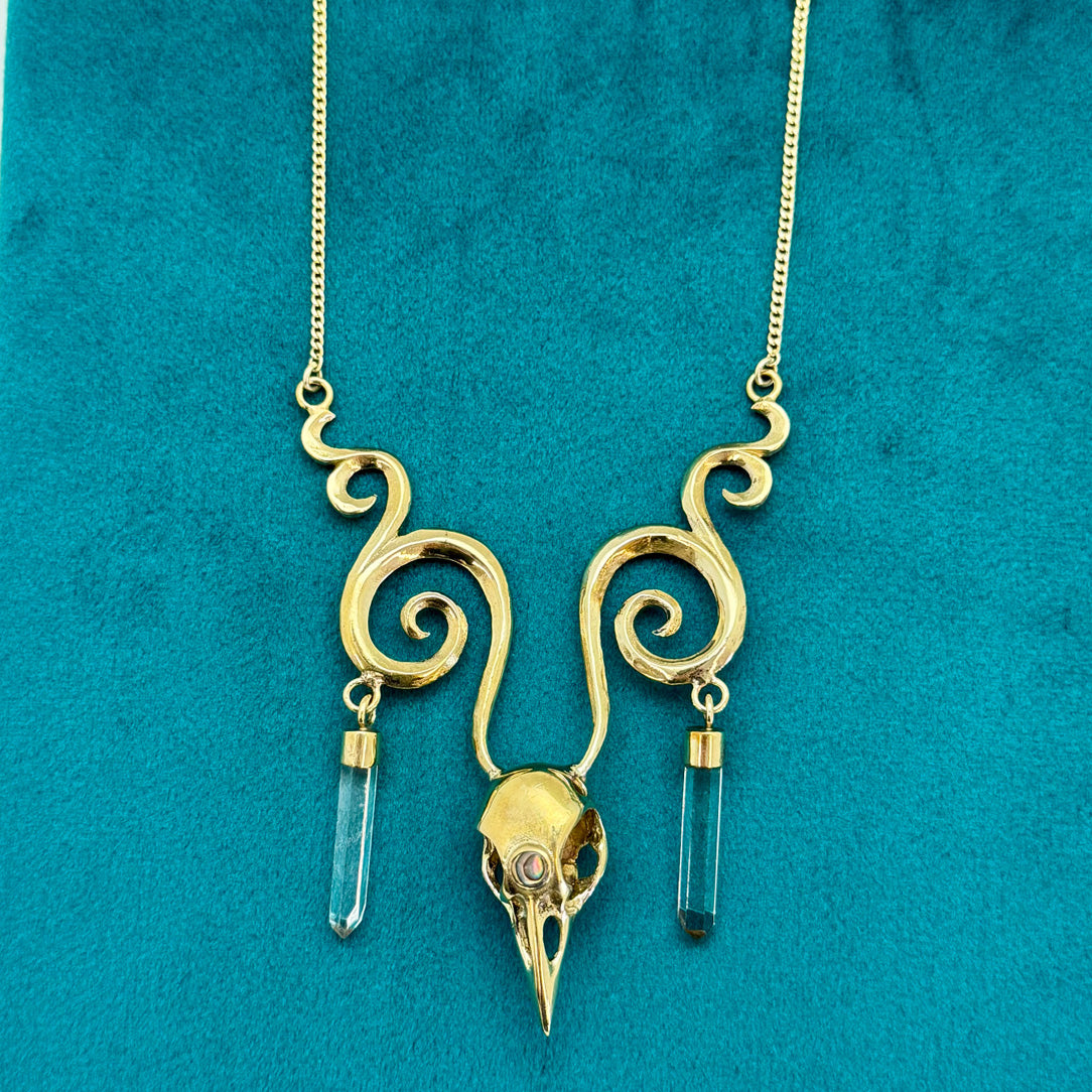 Ravens Coven Pendant - Brass