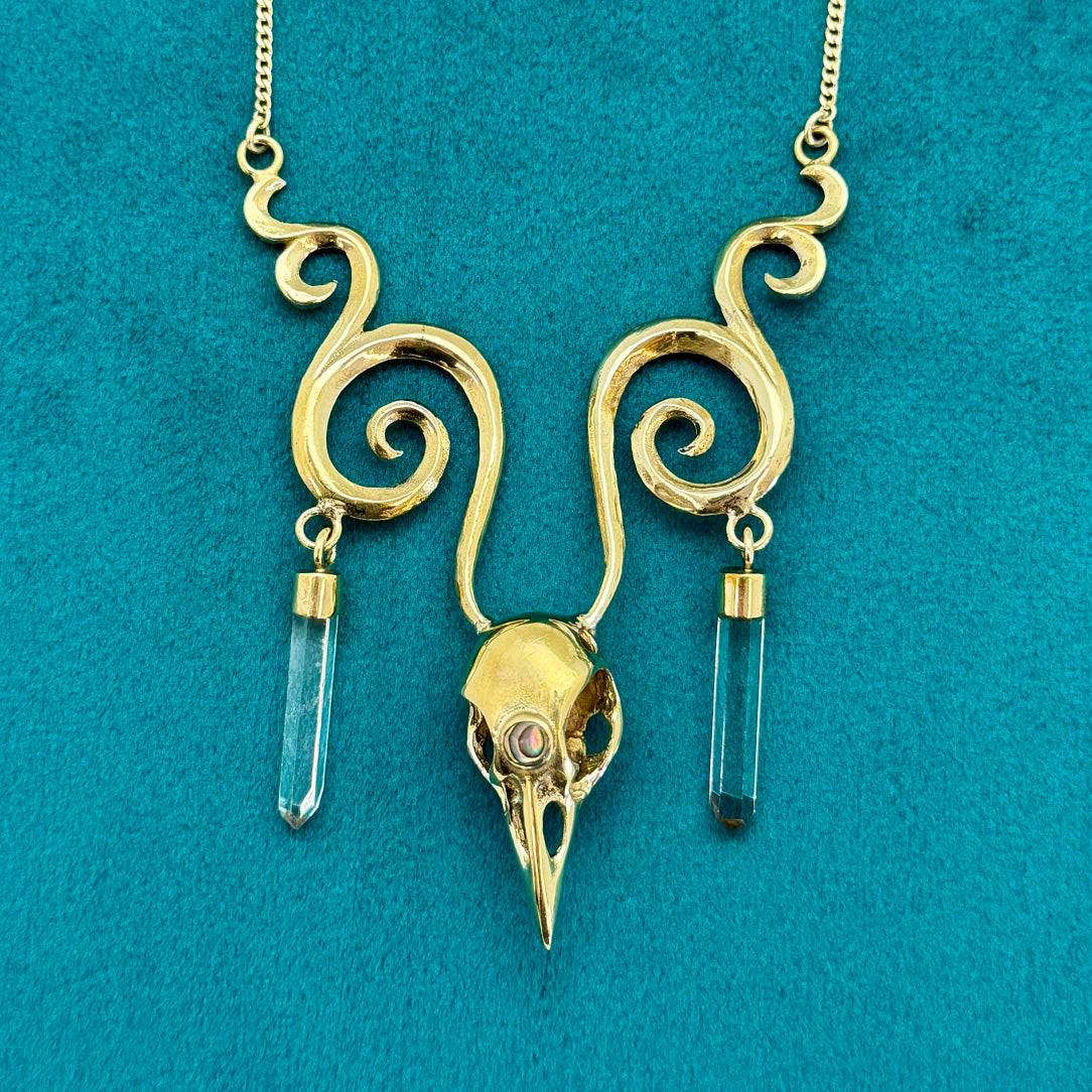 Ravens Coven Pendant - Brass