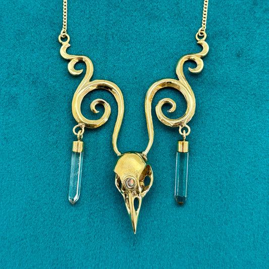 Ravens Coven Pendant - Brass
