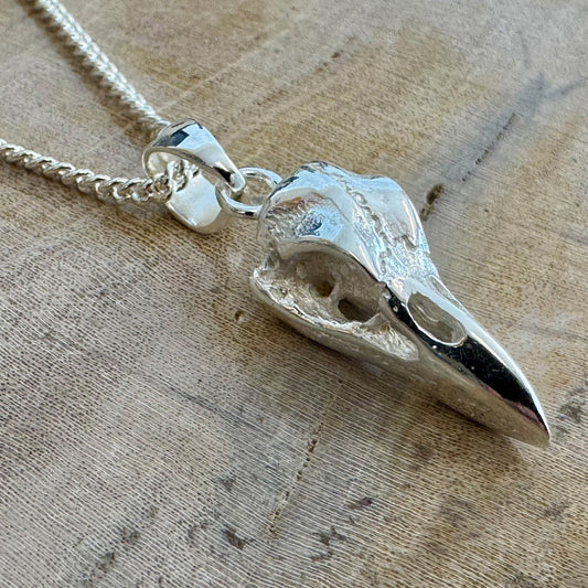 Mini Raven Skull - Silver