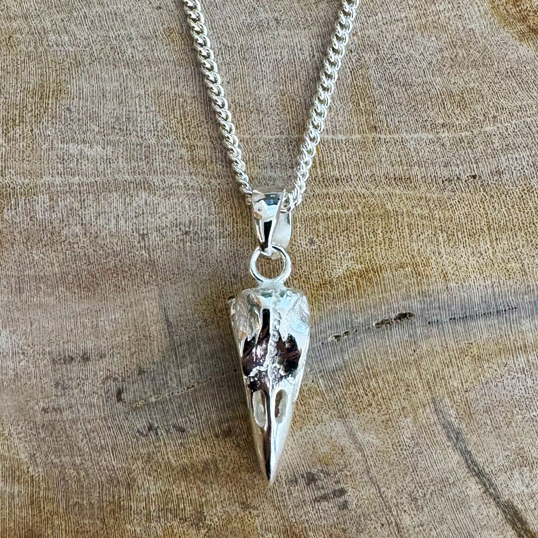 Mini Raven Skull - Silver