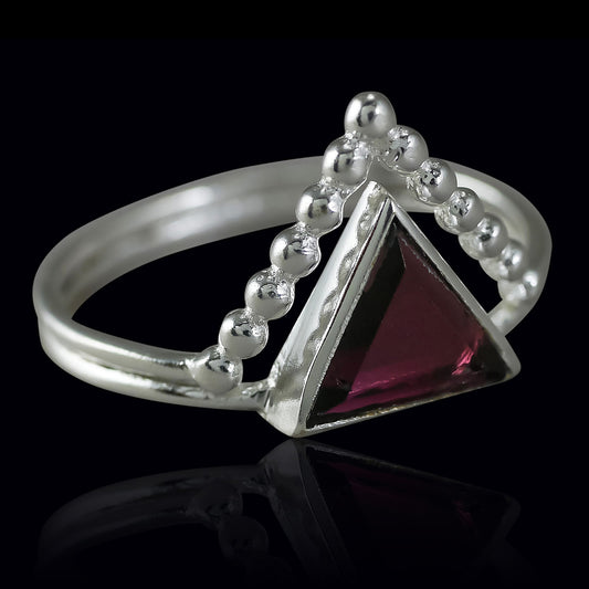 Crowned Triangle Ring - Silver