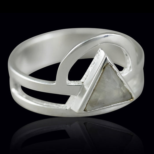Moonstone Rising Triangle Ring - Silver