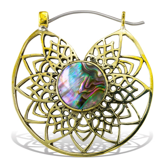 Abalone Flower Hoops - Silver Post