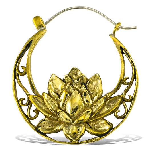Flowering Lotus Hoops - Silver Post
