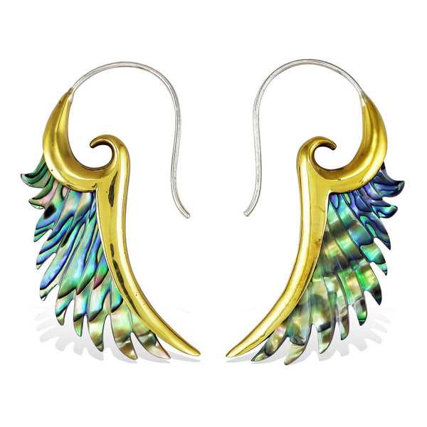 Brass Flared Wings - Abalone Shell