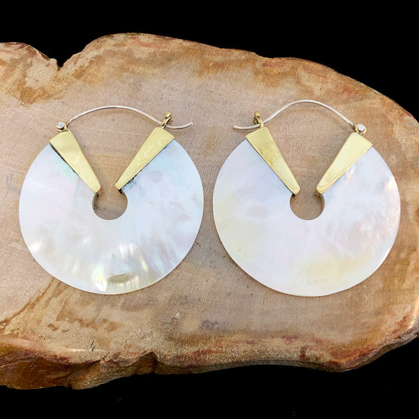 Vibrant Pearl Hoops - White Shell