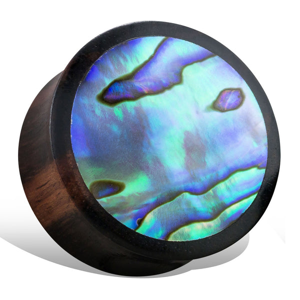 <span>EXPW-100<span>: </span></span>Abalone Plugs - Black Wood