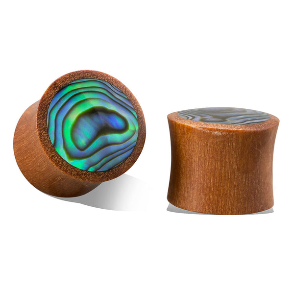 <span>EXPW-100<span>: </span></span>Abalone Plugs - Tan Wood