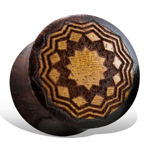 <span>EXPW-130<span>: </span></span>Sun Mandala Plugs - Brown Wood