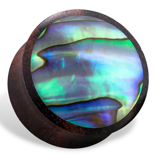 Abalone Plugs - Brown Wood