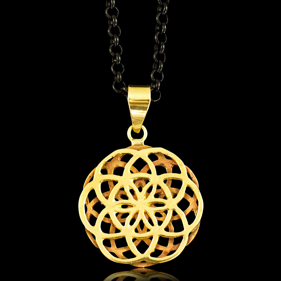 Double Seed of Life - Brass Pendant