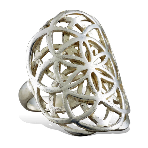 <span>RAS-002<span>: </span></span>Double Seed of Life Ring - Silver