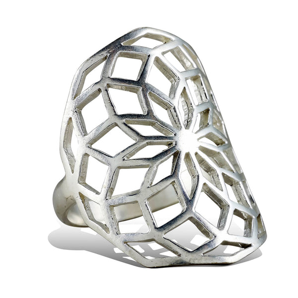 <span>RAS-003<span>: </span></span>Sacred Flower Ring - Silver