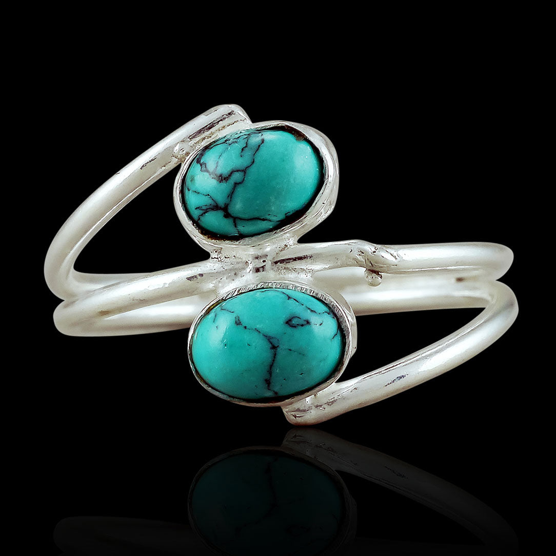Wrapped Double Turquoise - Silver