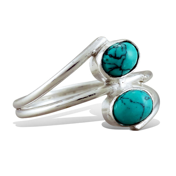 <span>RAS-011<span>: </span></span>Wrapped Double Turquoise - Silver