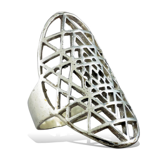 Sri Yantra Temple Ring - Silver