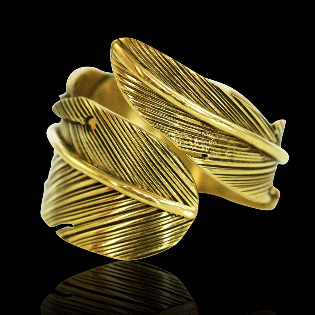 Wrapped Feather Ring - Brass