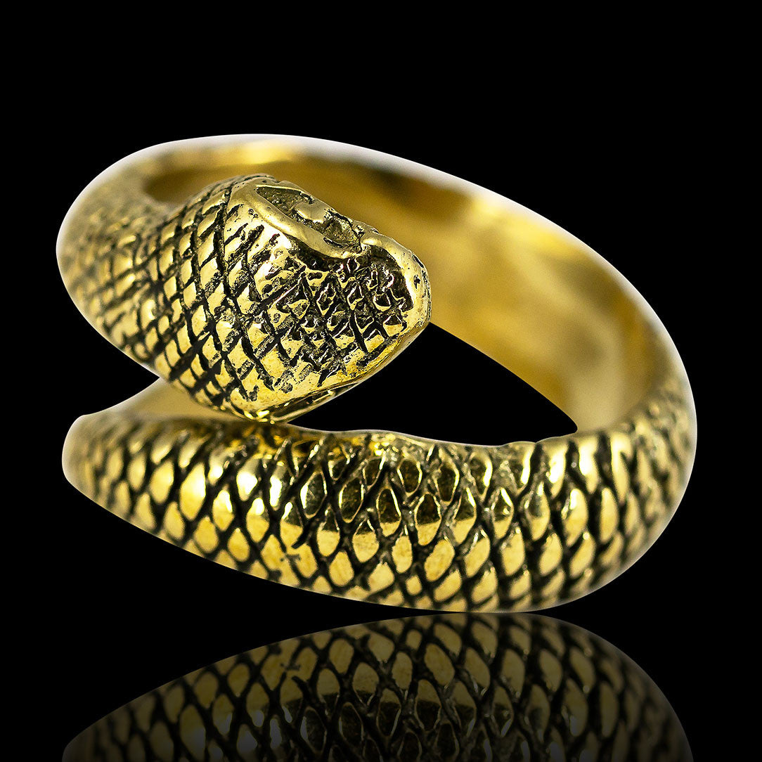 Sleeping Snake Ring - Brass
