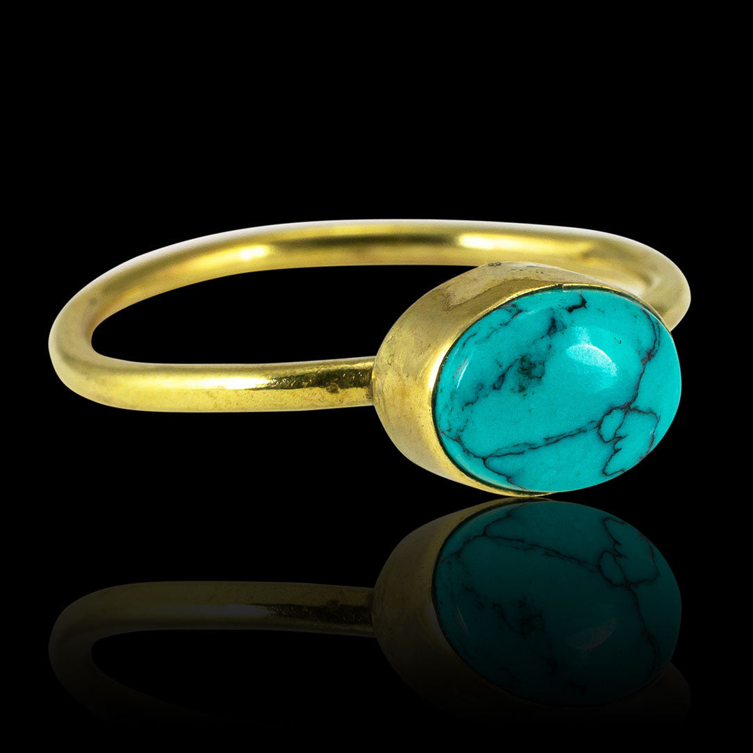 Simple Turquoise Ring - Brass