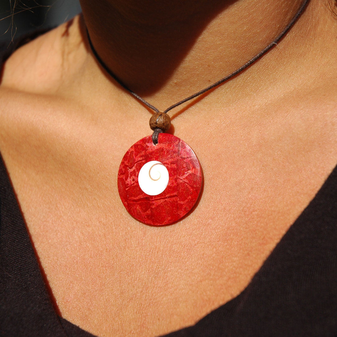 Red Coral Shiva Pendant